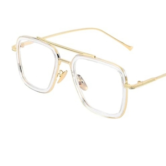 Blue Light Blocking Metal Frame Non-Prescription Eyeglasses Gold - Picture 3 of 5